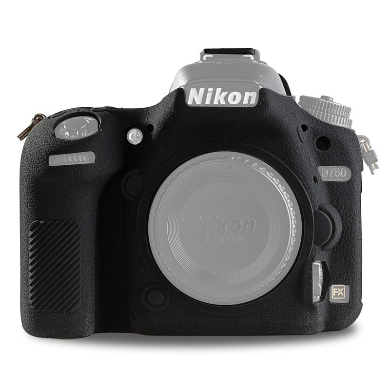 STSEETOP Camera Case for Nikon D750 - Protective Silicone DSLR Skin Cover, Detachable Cage, Shockproof, Dustproof (Black) - Image 1